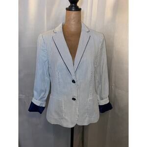 Talbots Navy & White Striped Blazer Jacket Size 4 NWT Nautical Classic $149